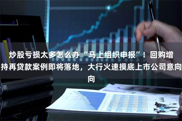 炒股亏损太多怎么办 “马上组织申报”！回购增持再贷款案例即将落地，大行火速摸底上市公司意向