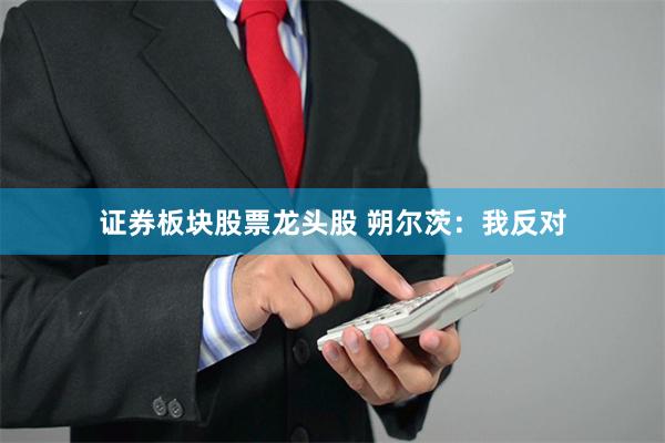 证券板块股票龙头股 朔尔茨：我反对